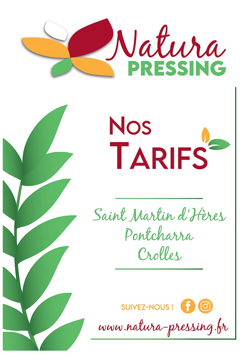 Tarifs Natura Pressing